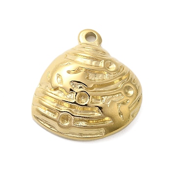 304 Stainless Steel Pendants, Shell Shape Charm, Golden, 21.5x20.5x5.5mm, Hole: 2mm