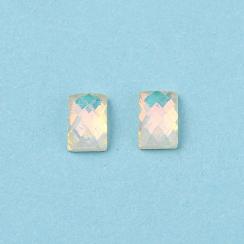 Flat Back Resin Rhinestone Cabochons, Nail Art Decoration Accessories, Faceted, Rectangle, Colorful, 6x4x2mm