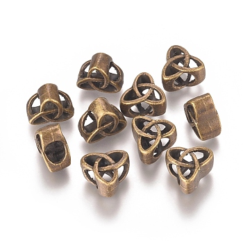 Alloy Beads, Trinity Knot/Triquetra, Irish, Antique Bronze, 11x12x7mm, Hole: 5x6mm