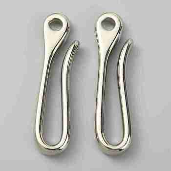 U-Shaped Brass Key Hook Shanckle Clasps, for Wallet Chain, Key Chain Clasp, Pocket Clip, Platinum, 60x16x7mm, Hole: 5.5mm