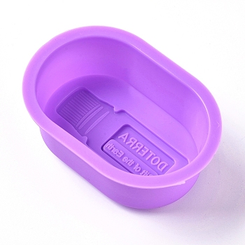 Food Grade Silicone Molds, Fondant Molds, For DIY Cake Decoration, Chocolate, Candy, UV Resin & Epoxy Resin Jewelry Making, Oval with Bottle, Purple, 61.5x91.5x33.5mm, Inner Diameter: 49.5x79mm