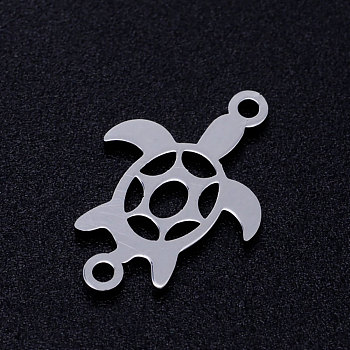 201 Stainless Steel Links connectors, Turtle, Stainless Steel Color, 18x12x1mm, Hole: 1.2mm