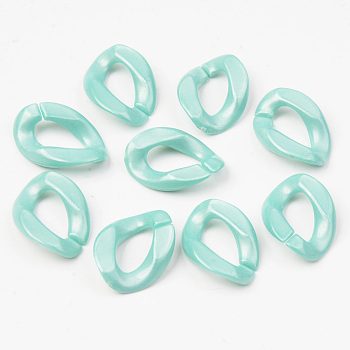 Opaque Acrylic Linking Rings, Quick Link Connectors, For Jewelry Curb Chains Making, Twist, Pale Turquoise, 23x16.5x4.5mm, Inner Diameter: 13x6.5mm, about 820pcs/500g