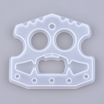 Self Defense Silicone Molds, Resin Casting Molds, for Self Defense Finger Weapons Monster Keychains Molds, White, 78x87x7mm, Hole: 5~7mm, Inner Diameter: 72x81mm