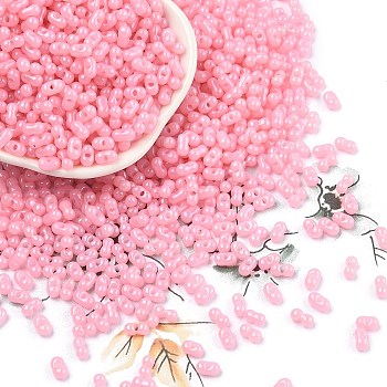 Baking Paint Glass Seed Beads, Peanut, Pearl Pink, 6x3.5x3mm, Hole: 1mm, about 4500pcs/pound