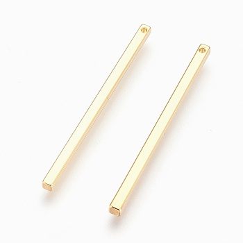 Brass Pendants, Lead Free & Cadmium Free & Nickel Free, Long-Lasting Plated, Rectangle, Golden, 40x2x2mm, Hole: 1mm