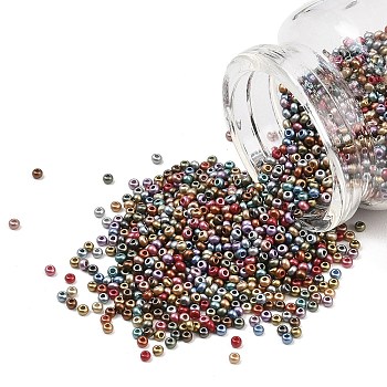 Matte Metallic Colours Glass Seed Beads, Round Hole, Round, Mixed Color, 2~2.5x1~2mm, Hole: 0.7~0.8mm, about 700pcs/bag