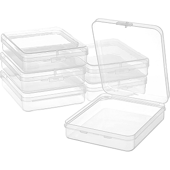Transparent Polypropylene(PP) Bead Containers, with Hinged Lids, Flip Cover, Rectangle, White, 11.6x8.9x2.6cm, Inner Size: 10.8x8.5cm