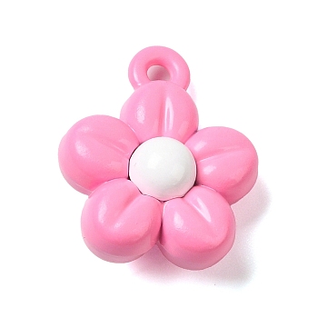 Spray Plating Alloy Pendants, Cadmium Free & Lead Free, Flower, Hot Pink, 15x12x6mm, Hole: 1.5mm