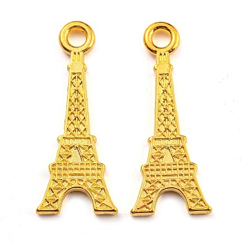 Tibetan Style Alloy Pendants, Eiffel Tower Charm for Bracelet Making, Lead Free & Cadmium Free & Nickel Free, Golden, about 12mm wide, 32mm long, hole: 4mm, 1240pcs/1000g