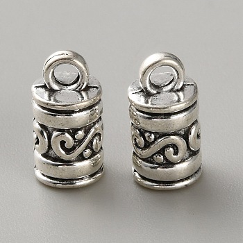 Tibetan Style Alloy Cord Ends, End Caps, Antique Silver, 13x7mm, Hole: 2mm