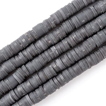 Handmade Polymer Clay Beads Strands, for DIY Jewelry Crafts Supplies, Heishi Beads, Disc/Flat Round, Dark Gray, 6x0.5~1mm, Hole: 1.8mm, about 290~320pcs/strand, 15.75 inch~16.14 inch(40~41cm)