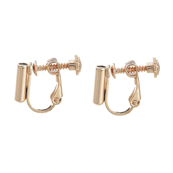Brass Screw Clip-on Earring Converters Findings, Spiral Ear Clip, for Non-Pierced Ears, Real 14K Gold Plated, 14x16x5mm, Hole: 0.6mm