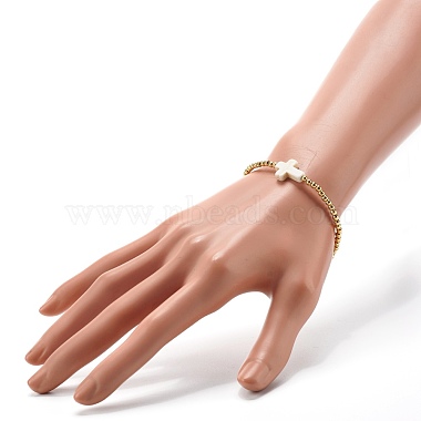 Bracelet extensible en perles synthétiques turquoise (teintes) pour filles et femmes(BJEW-JB06864-02)-3