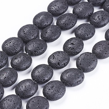 15mm Black Oval Lava Beads