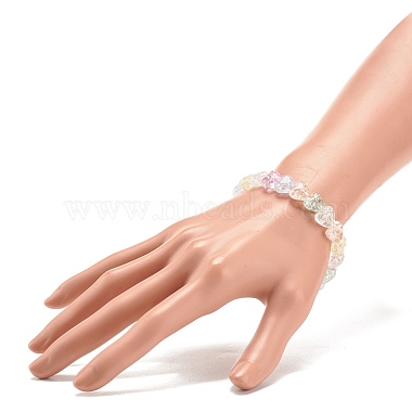 Bracelet extensible perlé coeur acrylique couleur bonbon pour femme(BJEW-JB08240)-3