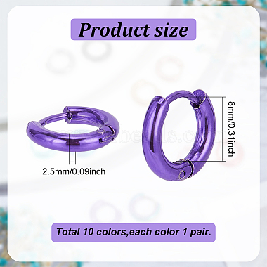 20Pcs 10 Colors 304 Stainless Steel Huggie Hoop Earrings for Women(EJEW-AN0003-84)-2
