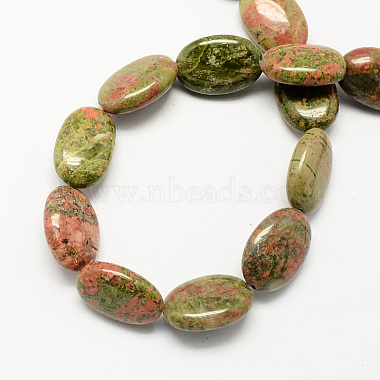 Flat Oval Gemstone Natural Unakite Stone Beads Strands(G-S113-16)-2