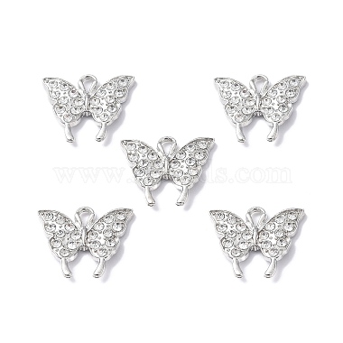 Platinum Butterfly Alloy+Rhinestone Pendants