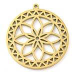 304 Stainless Steel Pendants, Laser Cut, Flower Charm, Golden, 27x25x1.4mm, Hole: 1.2mm(STAS-S142-04G)