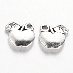 Tibetan Style Alloy Fruit Charms, Apple, Cadmium Free & Lead Free, Antique Silver, 10x10.5x2mm, Hole: 2mm, about 1345pcs/1000g(TIBEP-3924-AS-RS)