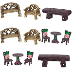 Resin Miniature Armchair Ornaments, Micro Landscape Home Dollhouse Accessories, Pretending Prop Decorations, with Resin Chair & Round Table Set, Mixed Color, 51x28x29mm(AJEW-SP0006-12)