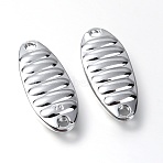 Zinc Alloy Fishing Lures, Fishing Attractor Spinner Blades, for Hard Lures Worm Spinner Baits Spoons Rigs Making, Oval, Platinum, 31.5x13x4.5mm, Hole: 2mm(FIND-WH0066-43B-P)