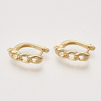Brass Hoop Earring Findings with Latch Back Closure, Nickel Free, with Horizontal Loop, Real 18K Gold Plated, Curb Chain Shaped, 18.5x5.5x12.5mm, Hole: 1.2mm, Pin: 1mm.(X-KK-T048-024G-NF)