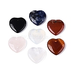 Natural & Synthetic Mixed Stone Pendants, Heart Charms, Mixed Dyed and Undyed, 24~25x25x6~7mm, Hole: 2.5~3.5mm(G-Q601-29)
