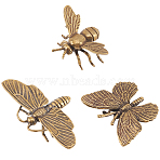 3Pcs 3 Style Brass Display Decorations, Home Decorations, Dragonfly & Bees & Butterfly, Antique Bronze, 31~33x37~58.5x12~19mm, 1pc/style(DJEW-NB0001-33)