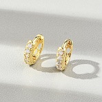 Brass Micro Pave Clear Cubic Zirconia Hoop Earrings, Lead Free & Cadmium Free, Long-Lasting Plated, Real 18K Gold Plated, 9x10x3mm(EJEW-D311-077G)
