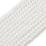 Opaque Glass Beads Strands, Rondelle, Faceted, White, 5x6x5mm, Hole: 1.2mm, about 98pcs/strand, 17.32''(44cm)(GLAA-G125-01C-01)