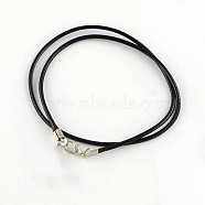 Waxed Cotton Cord Necklace Making, with Alloy Lobster Claw Clasps, Platinum, Black, 17.52 inch(44.5cm), 1.5mm(MAK-S032-1.5mm-A101)