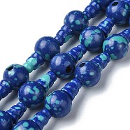 Synthetic Chrysocolla 3-Hole Guru Bead Strands, for Buddhist Jewelry Making, T-Drilled Beads, 16x10mm, Hole: 2~2.5mm(G-K149-46)