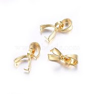 304 Stainless Steel Pendant Pinch Bails, Golden, 9x7x2.5mm, Hole: 5x3.5mm(X-STAS-O107-18G)