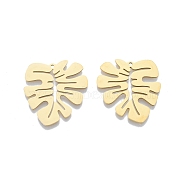 201 Stainless Steel Pendants, Monstera Leaf, Real 18K Gold Plated, 28.5x27.5x1mm, Hole: 1.4mm(STAS-N090-LA907-2)