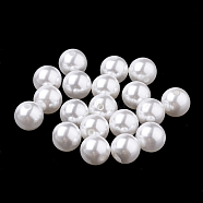 Eco-Friendly Plastic Imitation Pearl Beads, High Luster, Grade A, Half Drilled Beads, Round, White, 5mm, Half Hole: 1mm(MACR-S278-5mm-01)