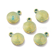 Alloy Charms, Flat Round, Golden & Green Patina, 12x9x2.5mm, Hole: 1.2mm(PALLOY-C154-40GGP)