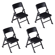 Cute Mini Plastic Foldable Chair, Miniature Furniture Model, for Mobile Phone Holder, Dollhouse Accessories, Pretending Prop Decorations, Action Figure Dislay Backdrop, Black, 73x60x96.5mm, Fold: 118.5x61.5x13mm(DJEW-WH0015-79A)