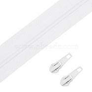 Garment Accessories, Nylon Closed-end Zipper, Zip-fastener Components, for Bag Zipper, with Spray Painted Zinc Alloy Zipper Sliders Zipper Head, White, 34x2.5mm, 1pc, 27x10x9mm, 30pcs(FIND-BC0001-29B)