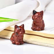 Natural Mahogany Obsidian Carved Healing Cat Figurines, Reiki Energy Stone Display Decorations, 30x23mm(PW-WG98432-11)