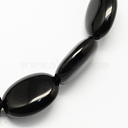 Natural Black Onyx Beads Strands, Oval, Black, 18x13x6mm, Hole: 1mm, about 22pcs/strand, 15.7 inch(G-S113-05)