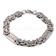 Tarnish Resistant 304 Stainless Steel Byzantine Chain Bracelets, with 201 Stainless Steeel Findings, Stainless Steel Color, 9 inch(22.8cm)(BJEW-B078-71P)