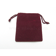 Velvet Jewellery Bag, Dark Red, About 7cmx9cm(X-TP003)