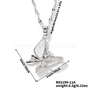 Fashionable Brass Rhinestone Butterfly Pendant Dapped Chain Necklaces for Women, Elegant and Stylish Statement Piece, Platinum, 15.75 inch(40cm)(KV6604)