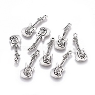 Tibetan Style Alloy Pendant, Guitar, Lead Free and Cadmium Free, Antique Silver, 31x11x2mm, Hole: 2mm(X-LFH20152Y-NF)
