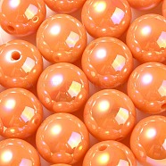 UV Plating Rainbow Iridescent Acrylic Beads, Round, Dark Orange, 17.5x17mm, Hole: 2.8mm(PACR-E001-04H)