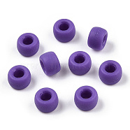Opaque Plastic Beads, Frosted, Barrel, Indigo, 9x6mm, Hole: 3.8mm, about 1900pcs/500g(KY-T025-01-C06)