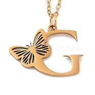 Vacuum Plating 201 Stainless Steel Necklaces, Letter G, 12.09 inch(30.7cm) pendant: about 16.5x22mm.(NJEW-R267-01G-G)