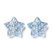 Transparent Acrylic Beads, AB Color Plated, Star, Blue, 19.5x19.5x9mm, Hole: 3.5mm(X-MACR-D074-07C)